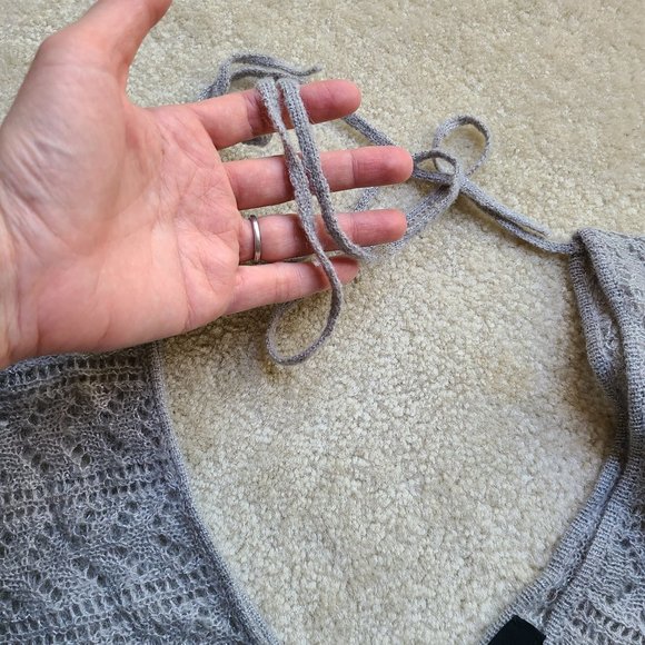 EUC Dressy V-neck Sweater Silver Size Small/Medium - Picture 3 of 7